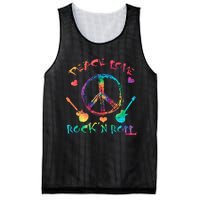 Funny Rock'n Roll Tie Dye Gifts Peace Love and Rock and Roll Mesh Reversible Basketball Jersey Tank