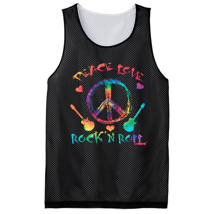 Funny Rock'n Roll Tie Dye Gifts Peace Love and Rock and Roll Mesh Reversible Basketball Jersey Tank