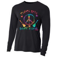 Funny Rock'n Roll Tie Dye Gifts Peace Love and Rock and Roll Cooling Performance Long Sleeve Crew