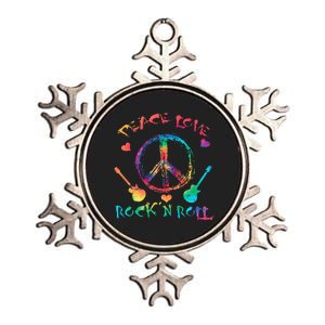 Funny Rock'n Roll Tie Dye Gifts Peace Love and Rock and Roll Metallic Star Ornament