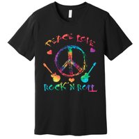 Funny Rock'n Roll Tie Dye Gifts Peace Love and Rock and Roll Premium T-Shirt