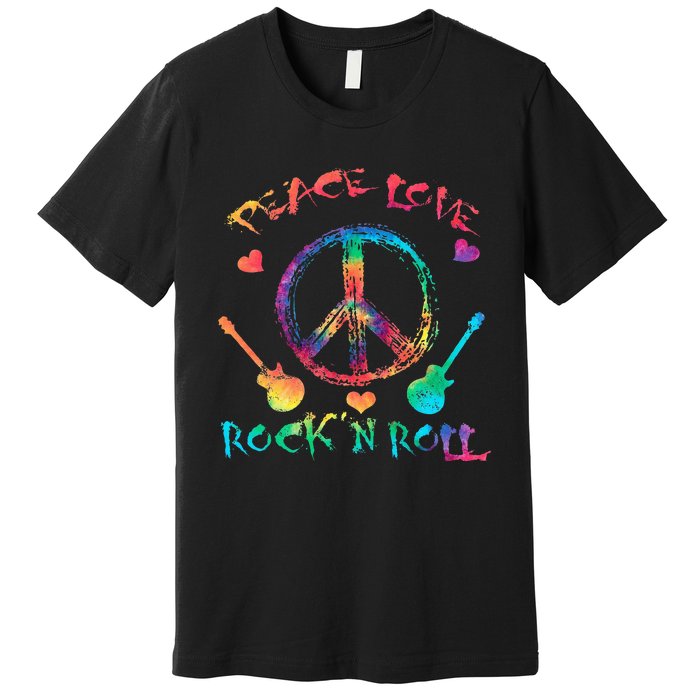 Funny Rock'n Roll Tie Dye Gifts Peace Love and Rock and Roll Premium T-Shirt