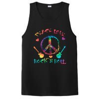 Funny Rock'n Roll Tie Dye Gifts Peace Love and Rock and Roll PosiCharge Competitor Tank