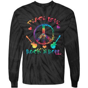 Funny Rock'n Roll Tie Dye Gifts Peace Love and Rock and Roll Tie-Dye Long Sleeve Shirt