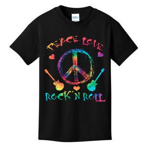 Funny Rock'n Roll Tie Dye Gifts Peace Love and Rock and Roll Kids T-Shirt