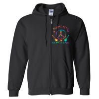 Funny Rock'n Roll Tie Dye Gifts Peace Love and Rock and Roll Full Zip Hoodie