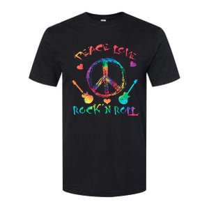 Funny Rock'n Roll Tie Dye Gifts Peace Love and Rock and Roll Softstyle CVC T-Shirt