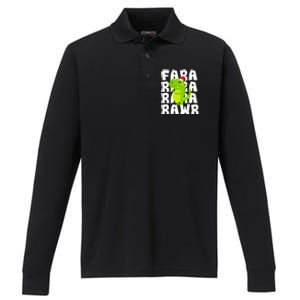 Fa Ra Ra Ra Rawr Funny Christmas Trex Dinosaur Gift Performance Long Sleeve Polo