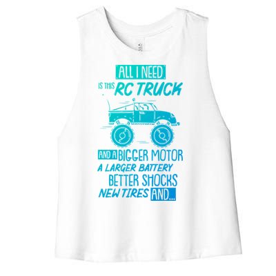 Funny Rc Racing Rc Truck Radio Controlled Rc Car Saying Cute Gift Women's Racerback Cropped Tank