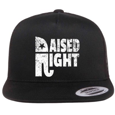 Funny Raised Right Elephant Vote Republican Party Red State Flat Bill Trucker Hat