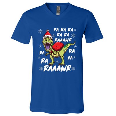 Fa Ra Ra Ra Rawr T Rex Funny Dinosaur Ugly Christmas Gift V-Neck T-Shirt