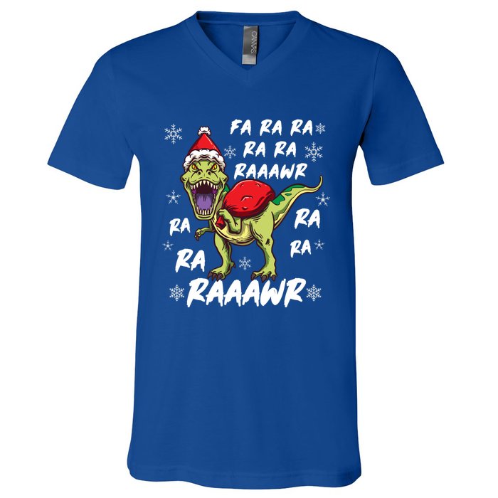 Fa Ra Ra Ra Rawr T Rex Funny Dinosaur Ugly Christmas Gift V-Neck T-Shirt