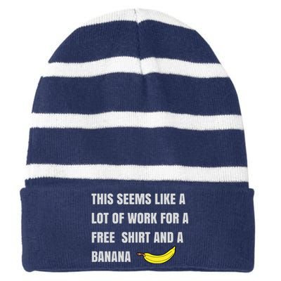 Funny Running Race For Runners And Half Marathon Striped Beanie with Solid Band