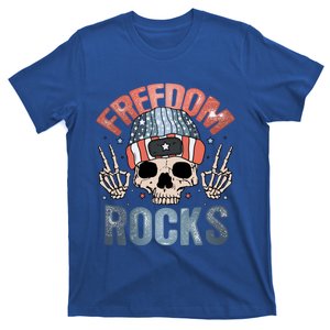 Freedom Rocks Retro 4th Of July Skull Skeleton American Gift T-Shirt