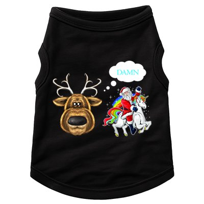 Funny Reindeer Replaced By Unicorn With Santa Claus Doggie Tank