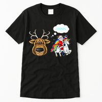 Funny Reindeer Replaced By Unicorn With Santa Claus Tall T-Shirt