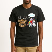 Funny Reindeer Replaced By Unicorn With Santa Claus Tall T-Shirt