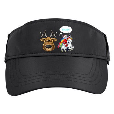 Funny Reindeer Replaced By Unicorn With Santa Claus Adult Drive Performance Visor