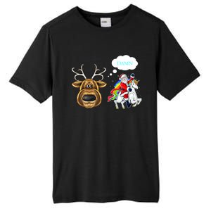 Funny Reindeer Replaced By Unicorn With Santa Claus Tall Fusion ChromaSoft Performance T-Shirt