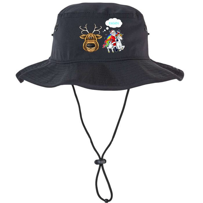 Funny Reindeer Replaced By Unicorn With Santa Claus Bucket Hat