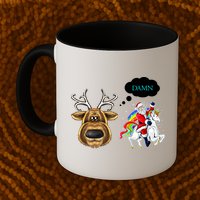 Funny Reindeer Replaced By Unicorn With Santa Claus Mug