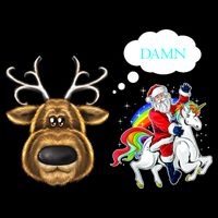 Funny Reindeer Replaced By Unicorn With Santa Claus Drawstring Bag