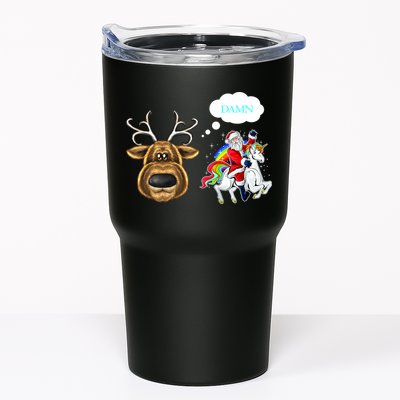 Funny Reindeer Replaced By Unicorn With Santa Claus Tumbler