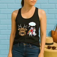 Funny Reindeer Replaced By Unicorn With Santa Claus Womens Tank Top