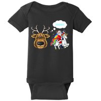 Funny Reindeer Replaced By Unicorn With Santa Claus Baby Bodysuit