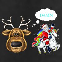 Funny Reindeer Replaced By Unicorn With Santa Claus Golf Towel