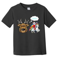 Funny Reindeer Replaced By Unicorn With Santa Claus Toddler T-Shirt