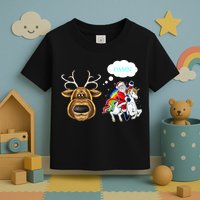 Funny Reindeer Replaced By Unicorn With Santa Claus Toddler T-Shirt