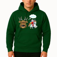 Funny Reindeer Replaced By Unicorn With Santa Claus Hoodie