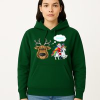 Funny Reindeer Replaced By Unicorn With Santa Claus Hoodie