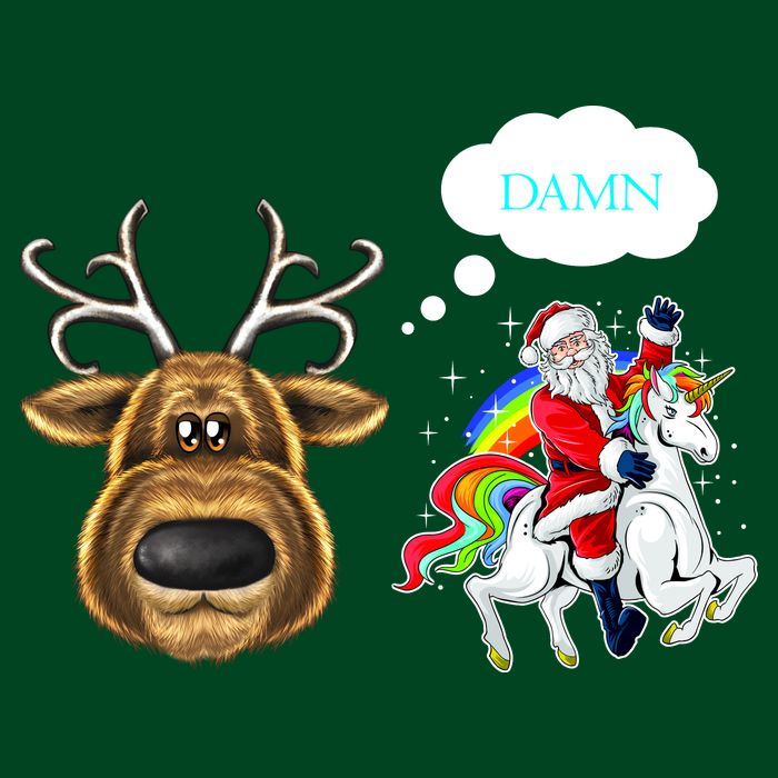 Funny Reindeer Replaced By Unicorn With Santa Claus Hoodie