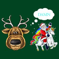 Funny Reindeer Replaced By Unicorn With Santa Claus Long Sleeve Shirt