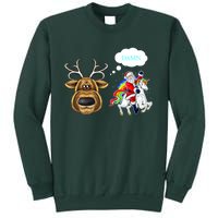 Funny Reindeer Replaced By Unicorn With Santa Claus Sweatshirt