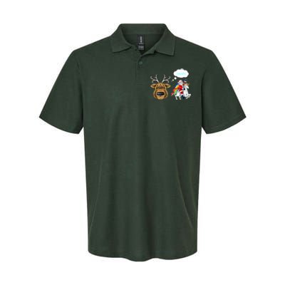 Funny Reindeer Replaced By Unicorn With Santa Claus Softstyle Adult Sport Polo