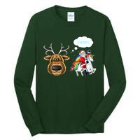 Funny Reindeer Replaced By Unicorn With Santa Claus Tall Long Sleeve T-Shirt