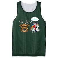 Funny Reindeer Replaced By Unicorn With Santa Claus Mesh Reversible Basketball Jersey Tank