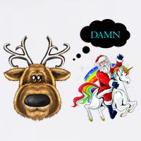 Funny Reindeer Replaced By Unicorn With Santa Claus Garment-Dyed Sweatshirt