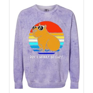 Funny Retro Rodent Funny Capybara Dont Be Worry Be Capy Colorblast Crewneck Sweatshirt