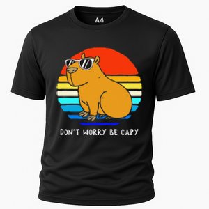 Funny Retro Rodent Funny Capybara Dont Be Worry Be Capy Cooling Performance Crew T-Shirt