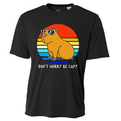 Funny Retro Rodent Funny Capybara Dont Be Worry Be Capy Cooling Performance Crew T-Shirt