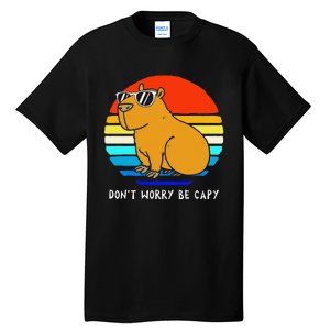 Funny Retro Rodent Funny Capybara Dont Be Worry Be Capy Tall T-Shirt