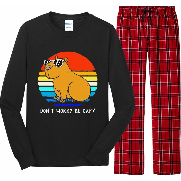 Funny Retro Rodent Funny Capybara Dont Be Worry Be Capy Long Sleeve Pajama Set