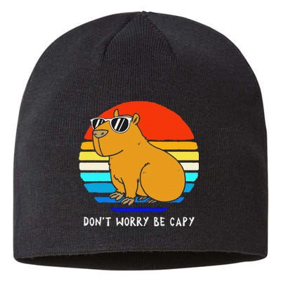 Funny Retro Rodent Funny Capybara Dont Be Worry Be Capy Sustainable Beanie