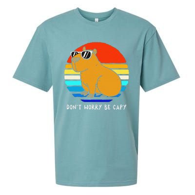 Funny Retro Rodent Funny Capybara Dont Be Worry Be Capy Sueded Cloud Jersey T-Shirt