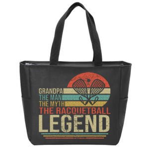 Funny Racketball Retro Grandpa Man Myth Racquetball Legend Zip Tote Bag