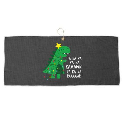 Fa Ra Ra Rawr Tree Rex Funny Merry Christmas Dinosaur Gift Large Microfiber Waffle Golf Towel